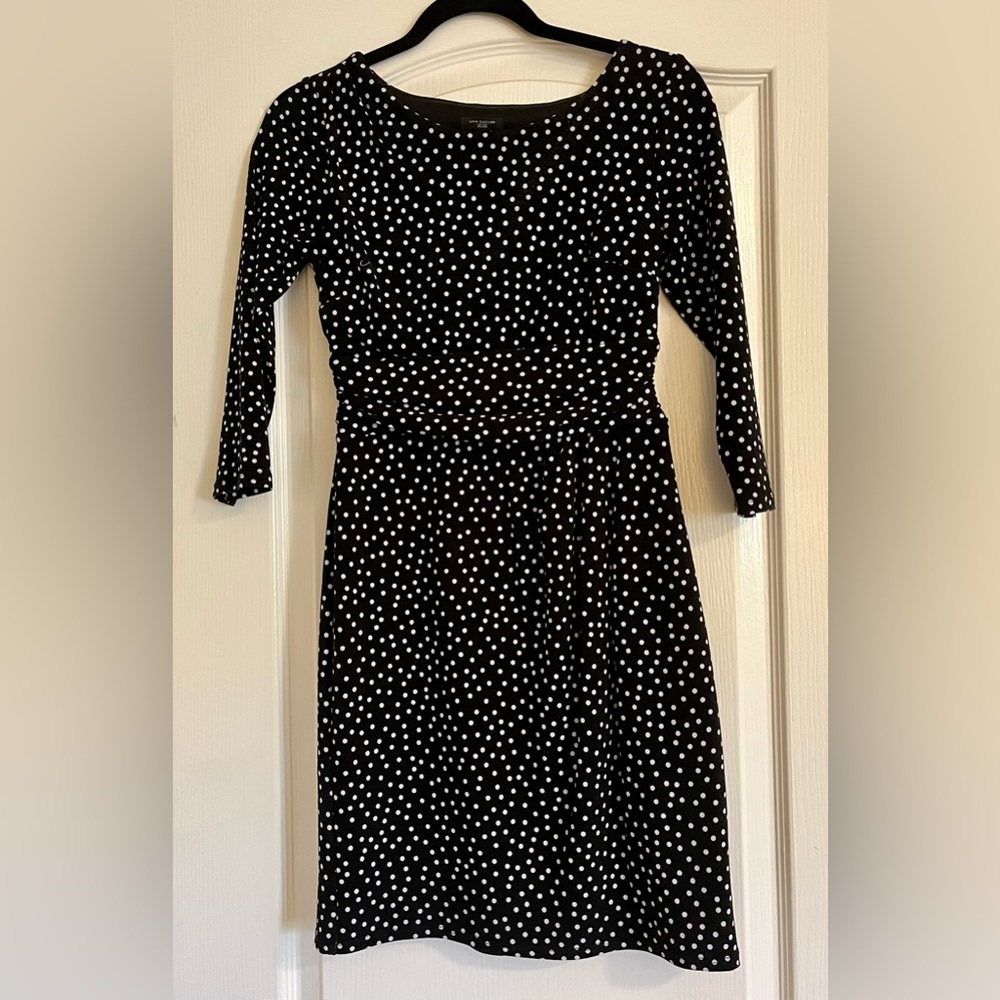 Ann Taylor Black & White Polka Dot Dress 0P